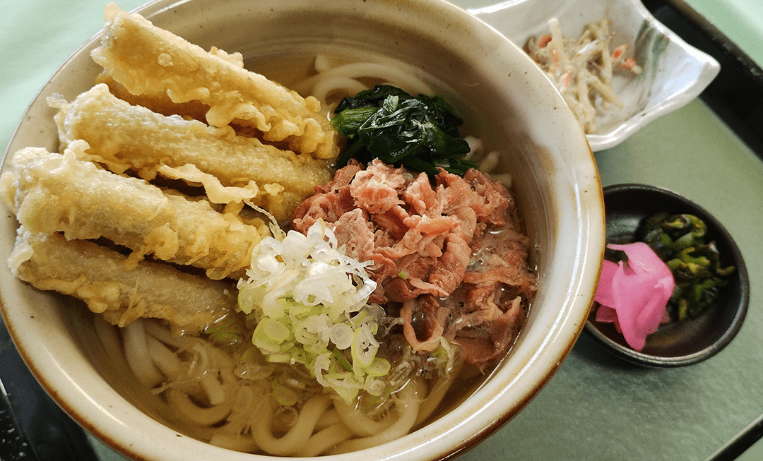 肉ごぼう天うどん